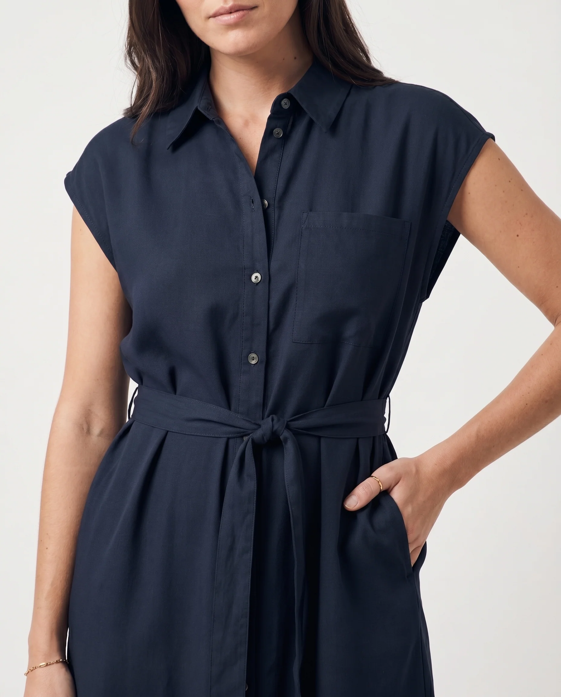 Vm Mymilo  Calf Shirt Dress Navy Blazer - Image 4