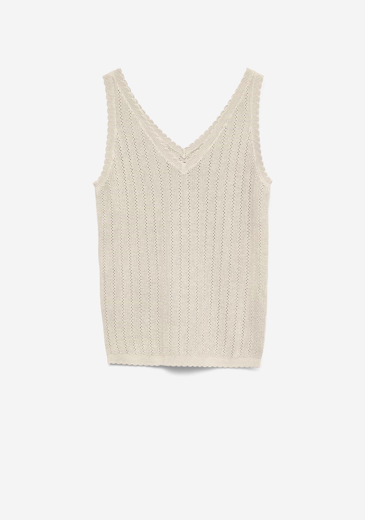Vm New Lex Pointelle V-Neck Top Noos Birch