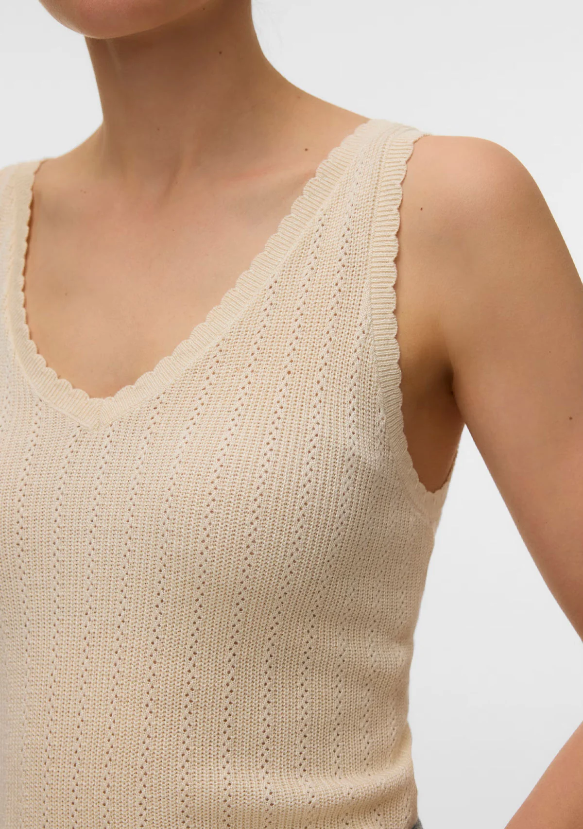 Vm New Lex Pointelle V-Neck Top Noos Birch - Image 2