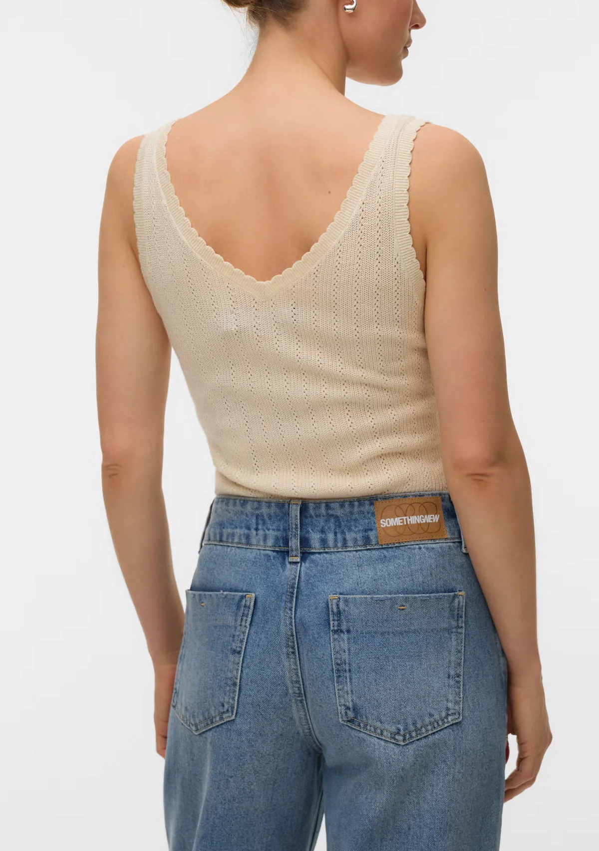 Vm New Lex Pointelle V-Neck Top Noos Birch - Image 4