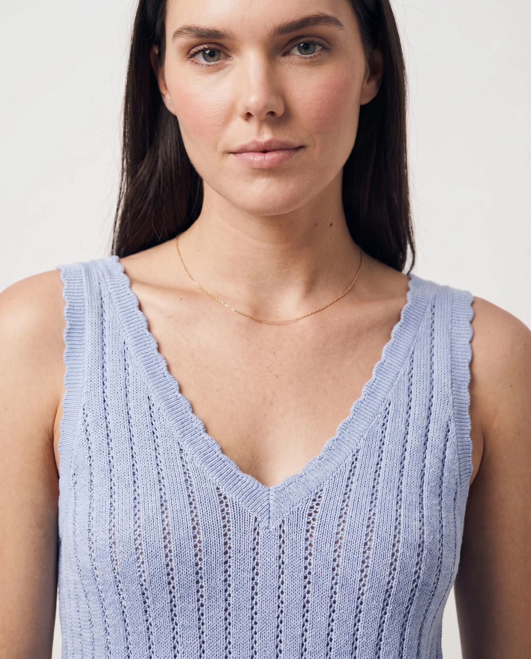 Vm New Lex Pointelle V-Neck Top Noos Brunnera Blue - Image 3