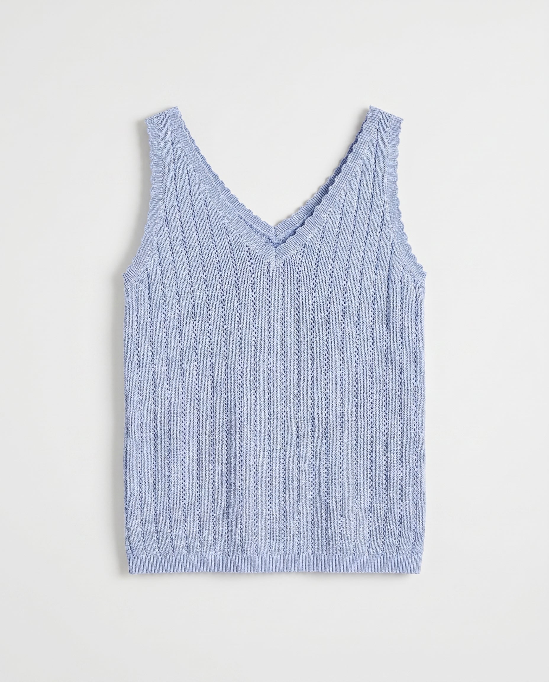 Vm New Lex Pointelle V-Neck Top Noos Brunnera Blue - Image 5