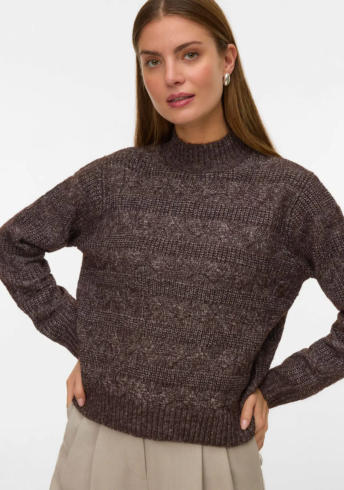 VMVirgo Ls Highneck Pullover Bf Chocolate Torte - Image 2