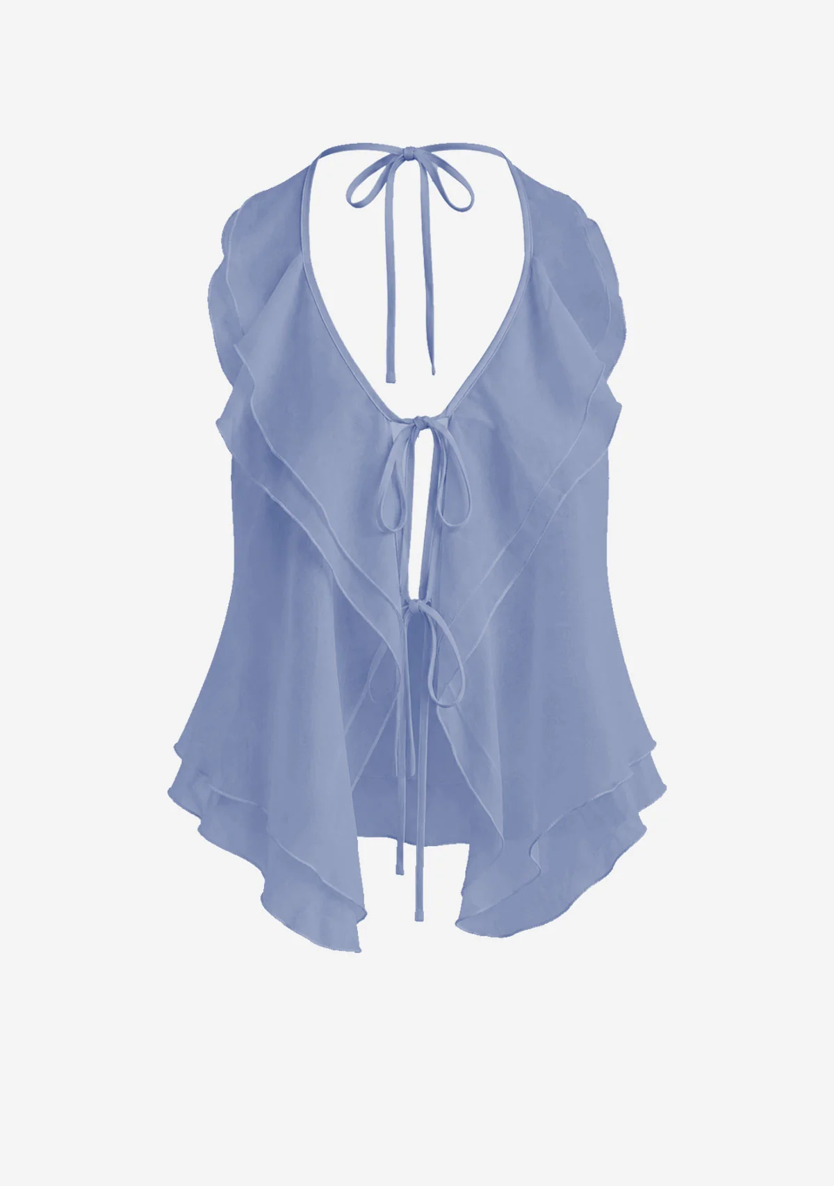 Waterflow Solid Halter Backless Top Denim