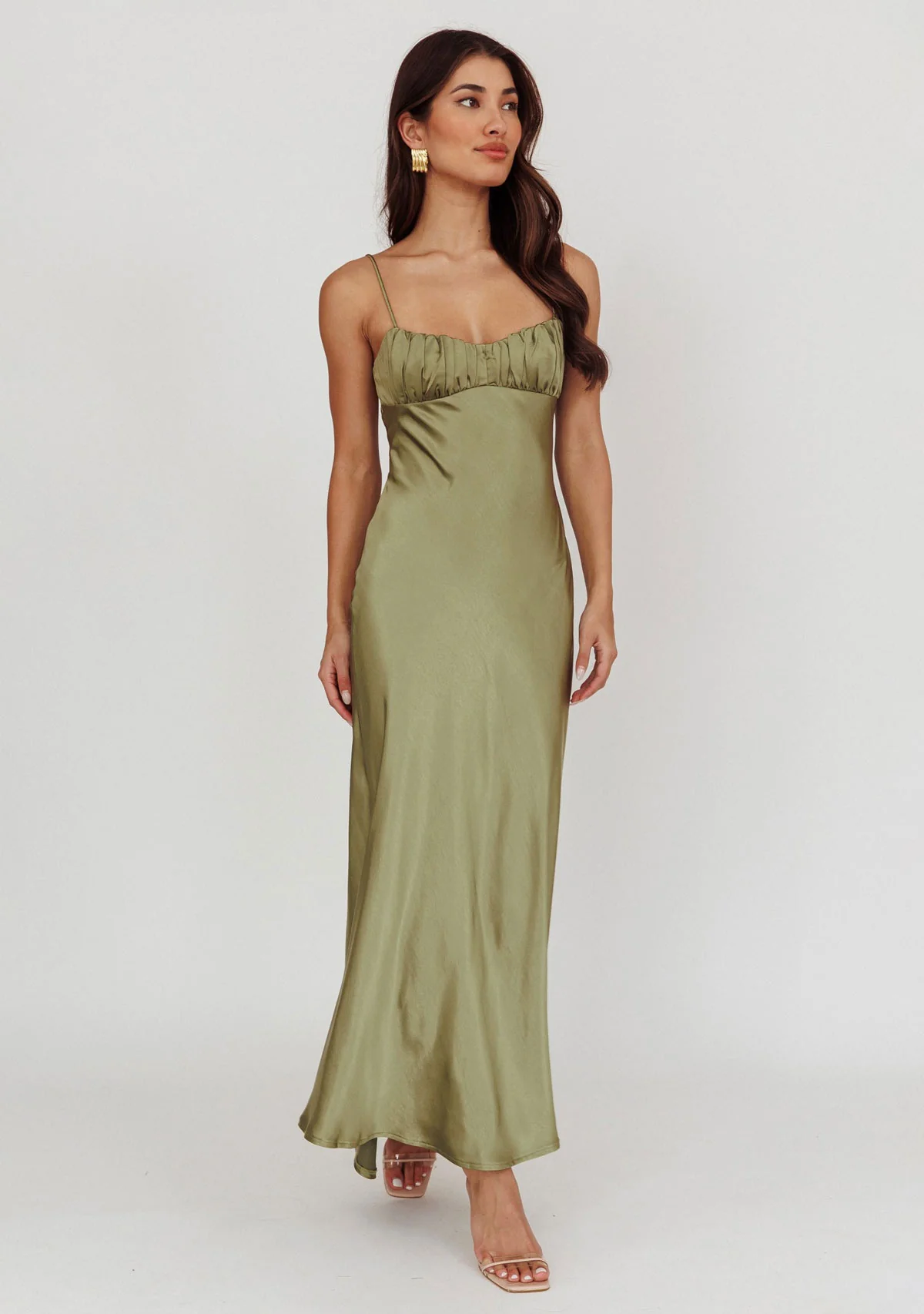 Woven Maxi Dress Olive - Image 2