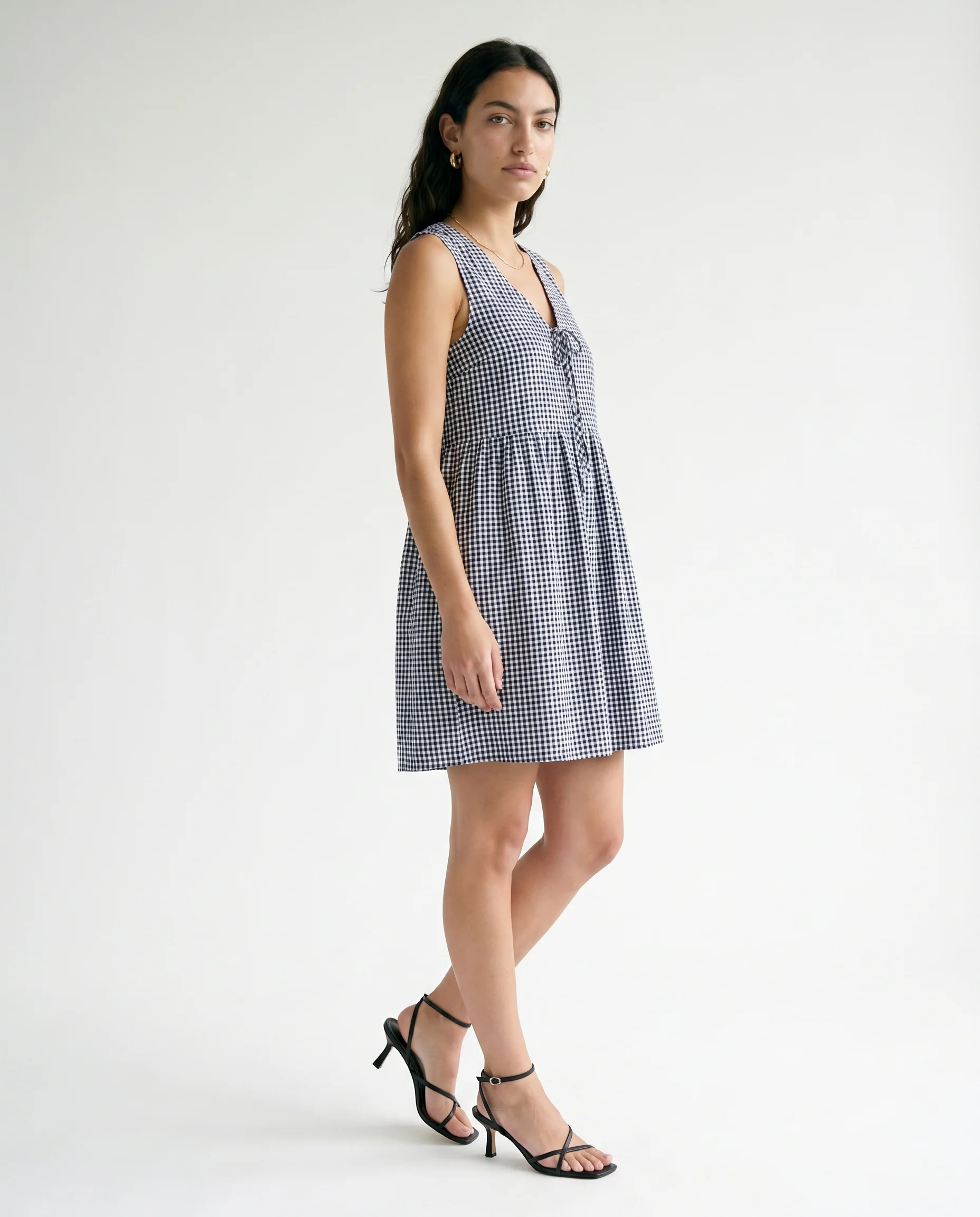 Zoey Mini Dress Navy Gingham